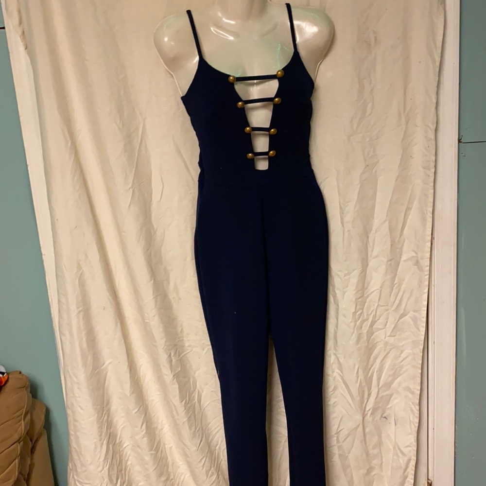 pantsuit with very deep neck line